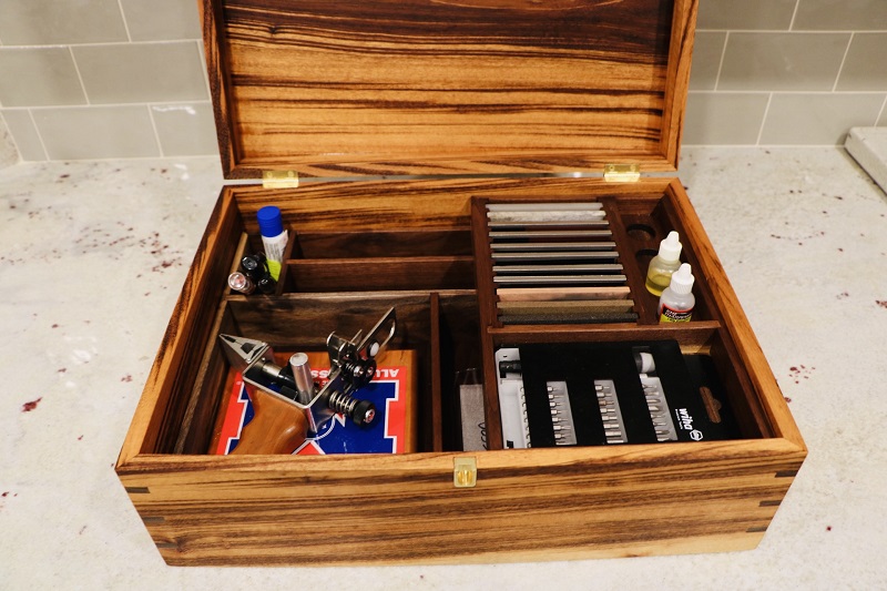 Knife Sharpening Storage Box from Caleb Badley - Brusso Hardware